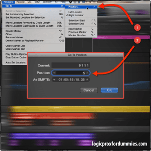 Logic Pro X Arranging And Editing Tip Go To Position Logic Studio