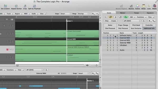 Logic Pro Midi Editing Part 2 The Event List Logic Studio Training