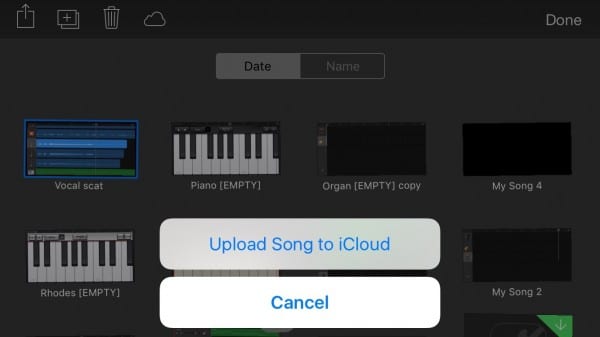 GarageBand for iOS > Upload Song to iCloud