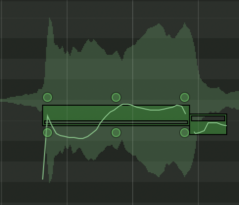 Logic Pro > Audio Track Editor > Flex Pitch note hotspots