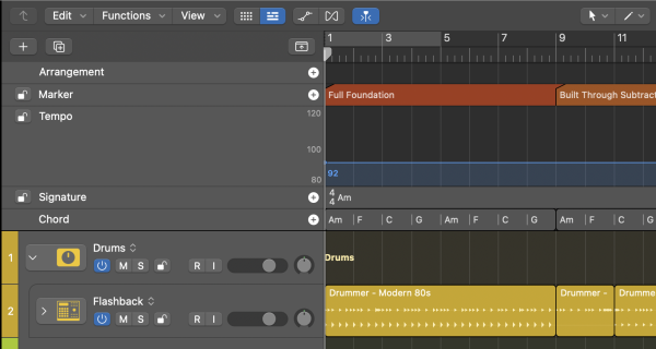 Logic Pro Global Tracks > Chord Track