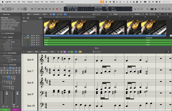 Logic Pro > Movie Window and Score Editor