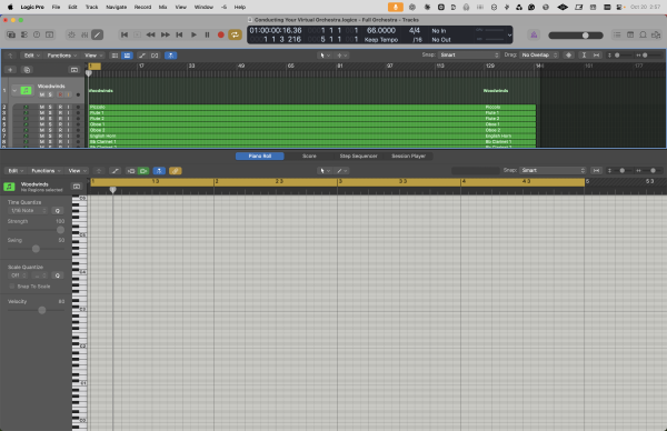 Logic Pro > Tracks Area and Piano Roll Editor